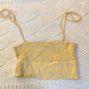 ZARA Yellow Polka Dot Smocked Women's Top